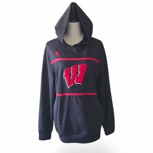 Adidas Climalite Wisconsin Badgers Hoodie Men’s M Black Red Logo Pullover
